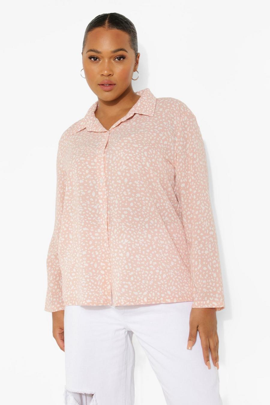 Pink Plus Spot Print Oversized Shirt image number 1