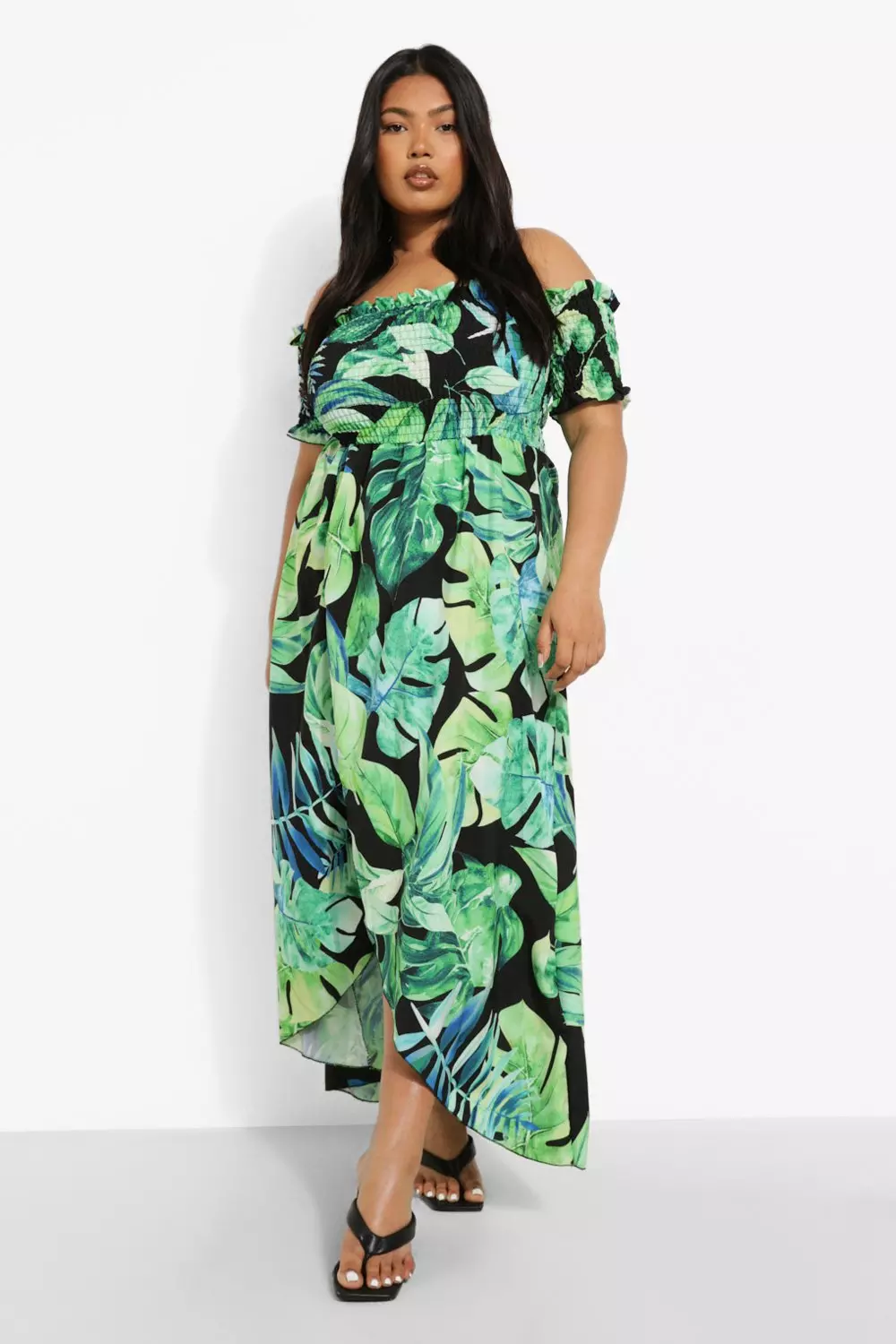 Boohoo palm print dress sale