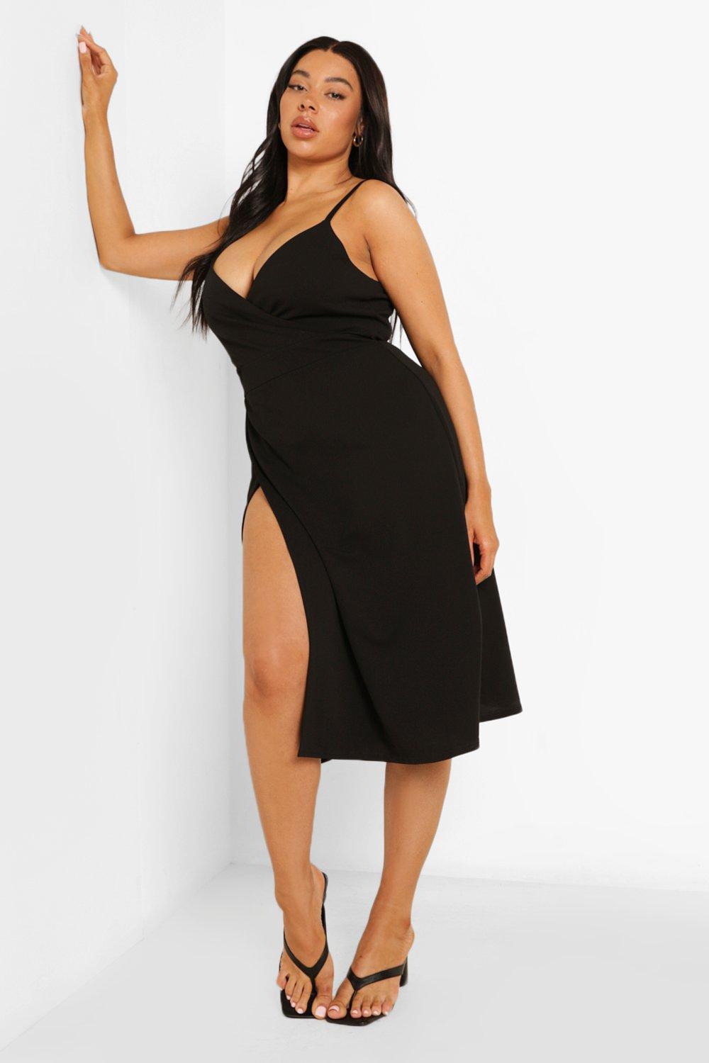 Plus Wrap Strappy Midi Dress