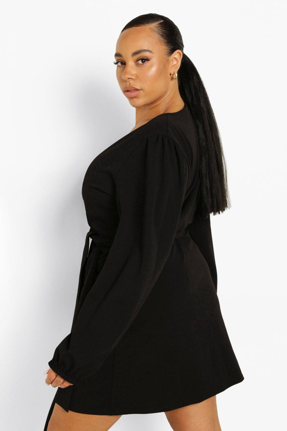 Black belted best sale dress with sleeves