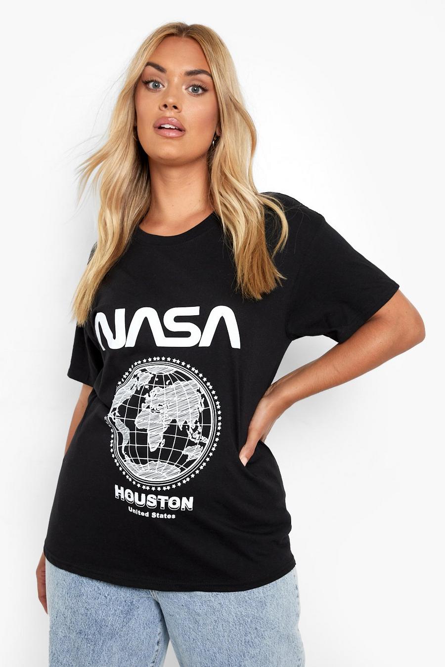 Camiseta Plus oversize con estampado gráfico de NASA, Black image number 1