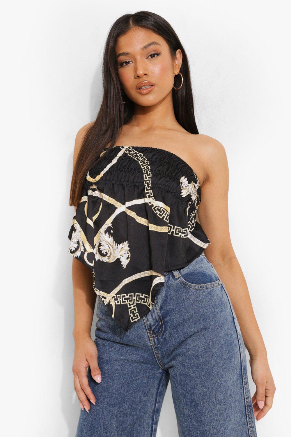 Chain Print Batwing Sleeve Cropped Shirt - Women - Ready-to-Wear