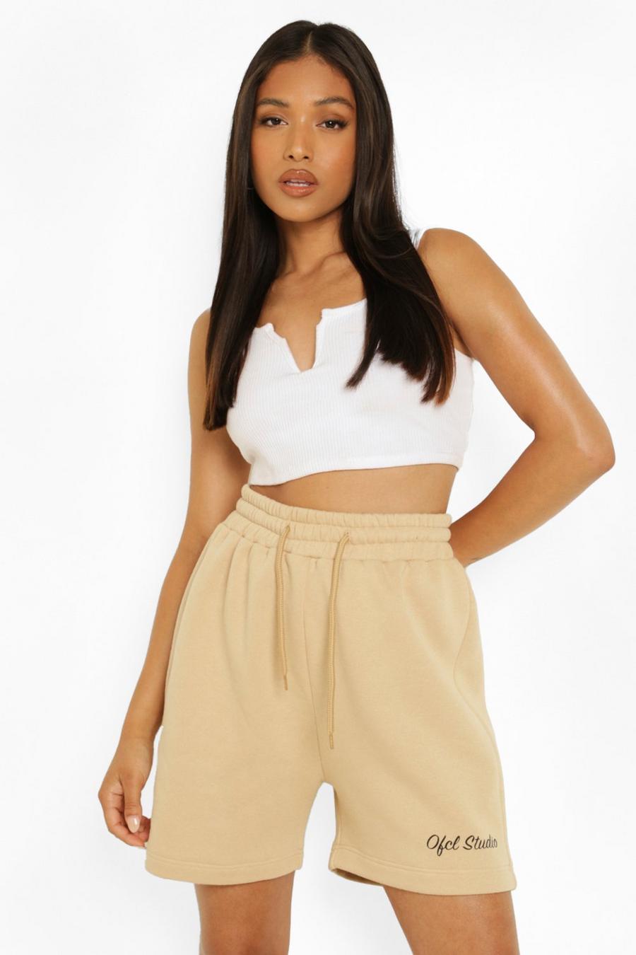 Sand Petite High Waist Ofcl Studio Printed Shorts image number 1
