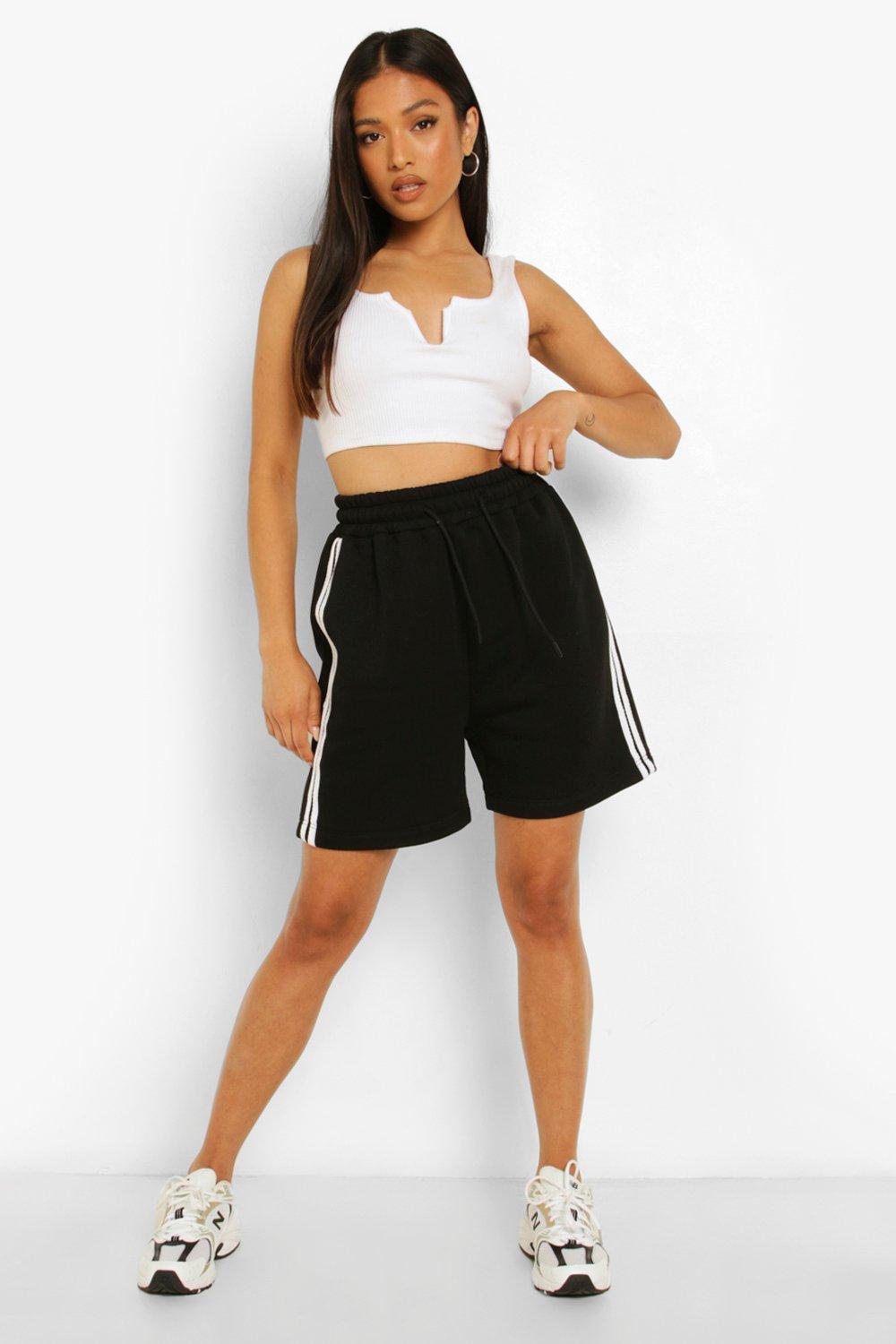 Petite High Waist Side Stripe Jersey Knit Short boohoo USA
