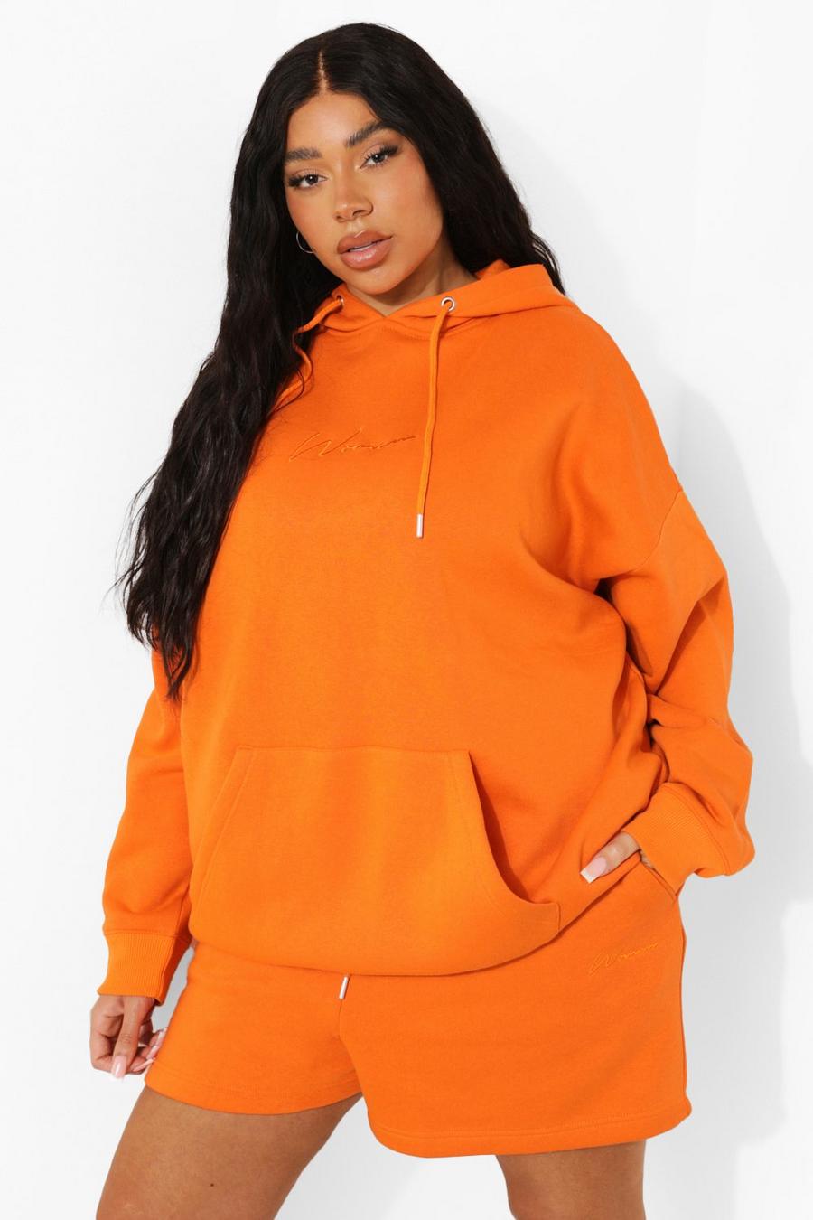 Orange Plus Basic Embroidered Jersey Shorts image number 1