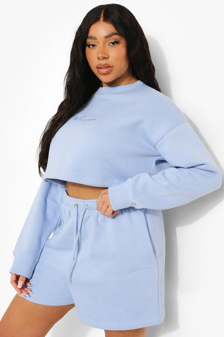 Blue Plus - Woman Kort sweatshirt med brodyr image number 1