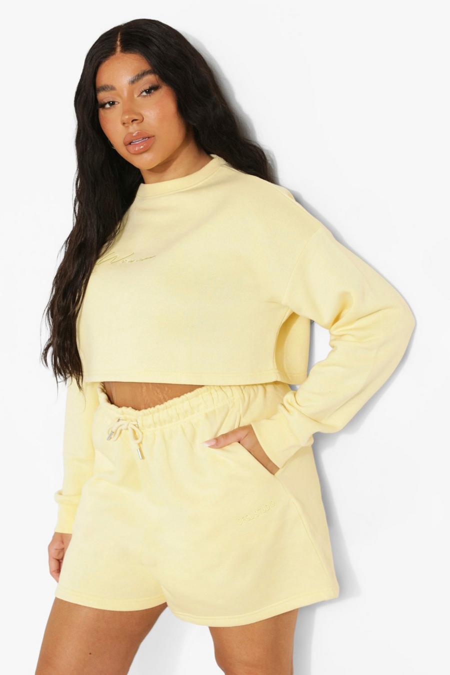 Lemon Plus Cropped Woman Embroidered Sweater image number 1