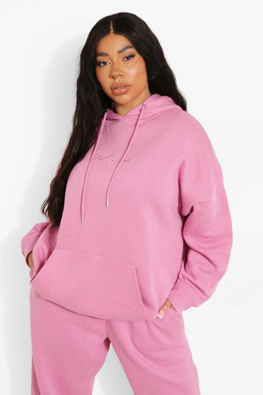 Pink Plus Oversized Embroidered Hoodie image number 1