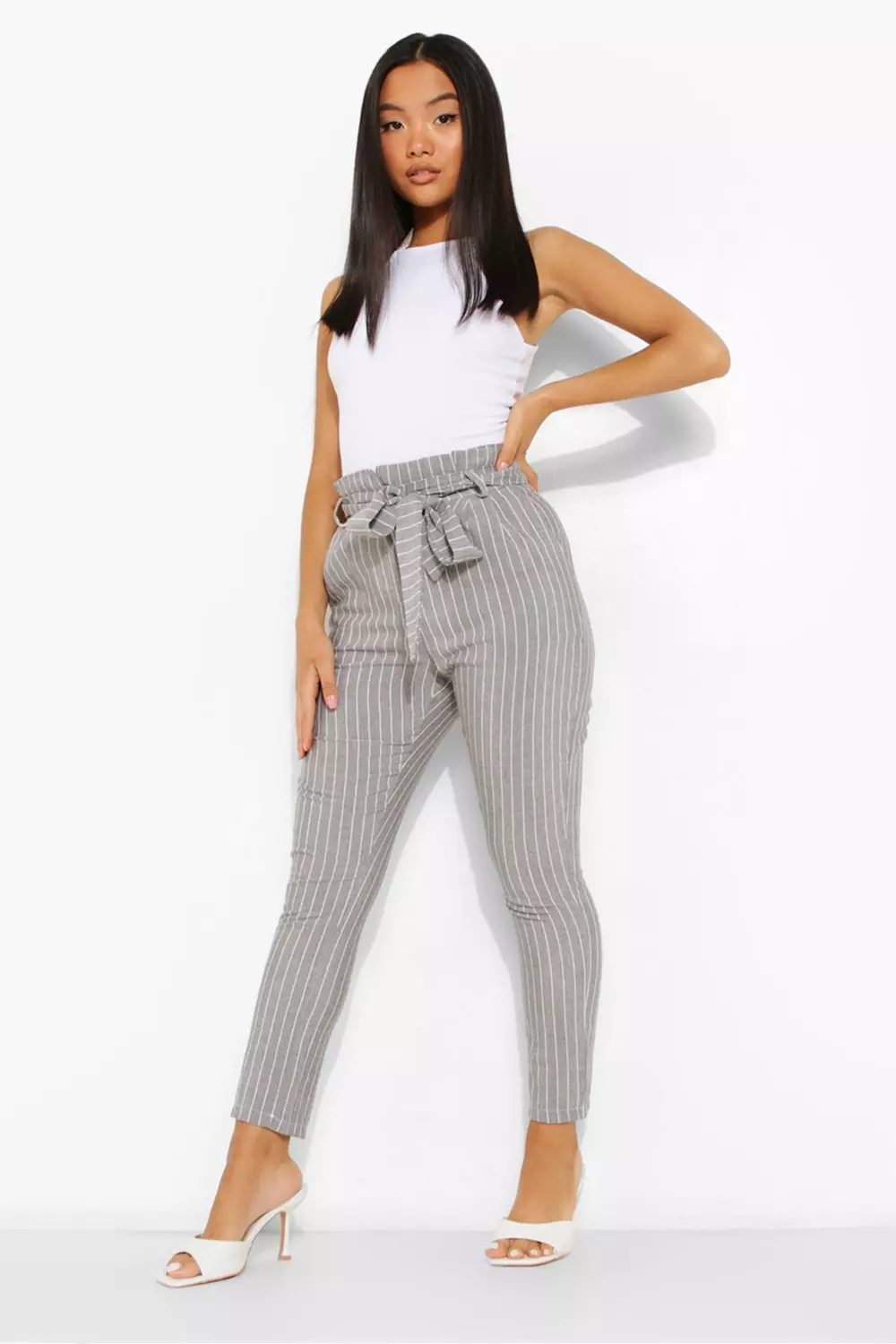 Petite striped cheap linen pants