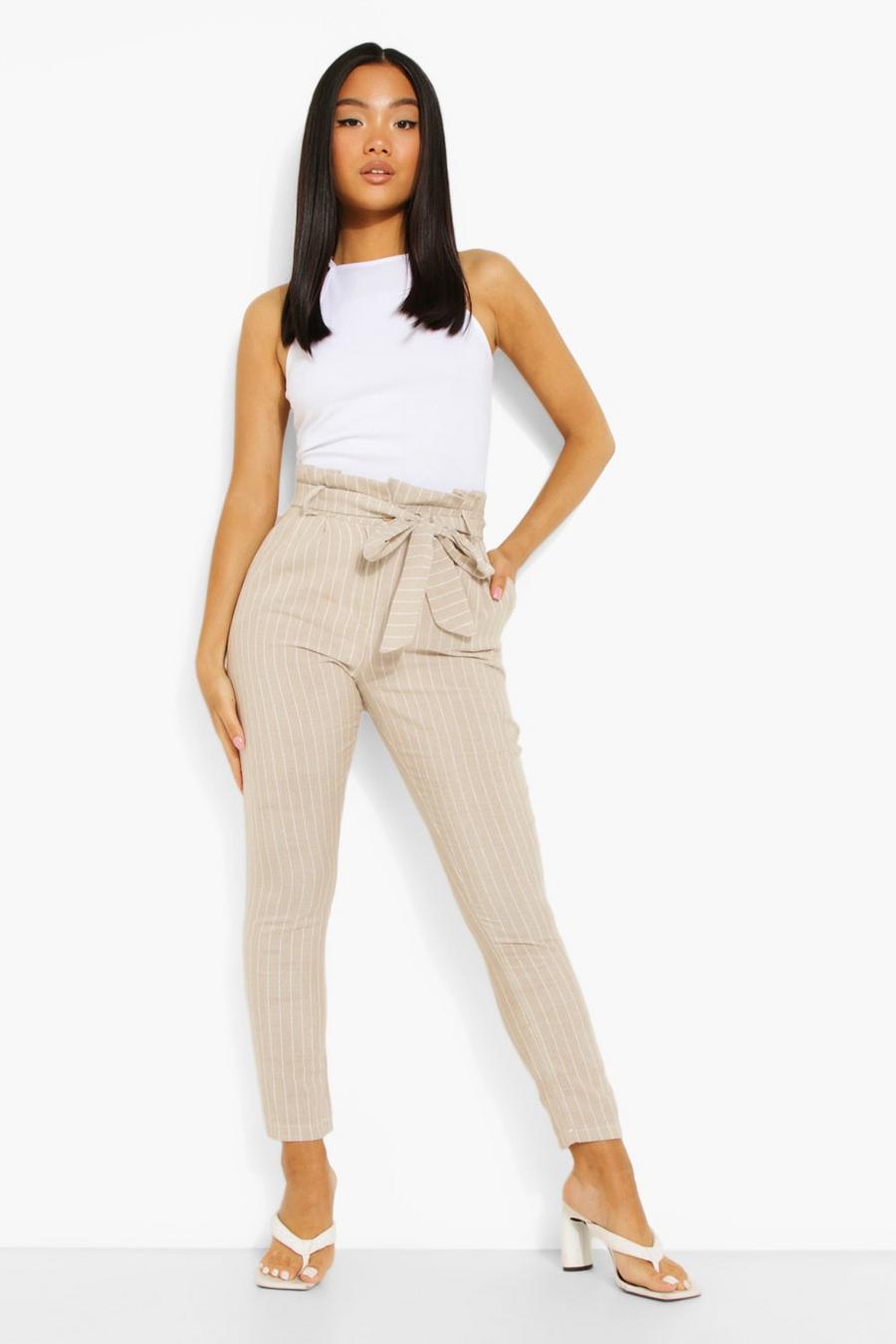 Stone Petite Tailored Striped Linen Look Pants image number 1