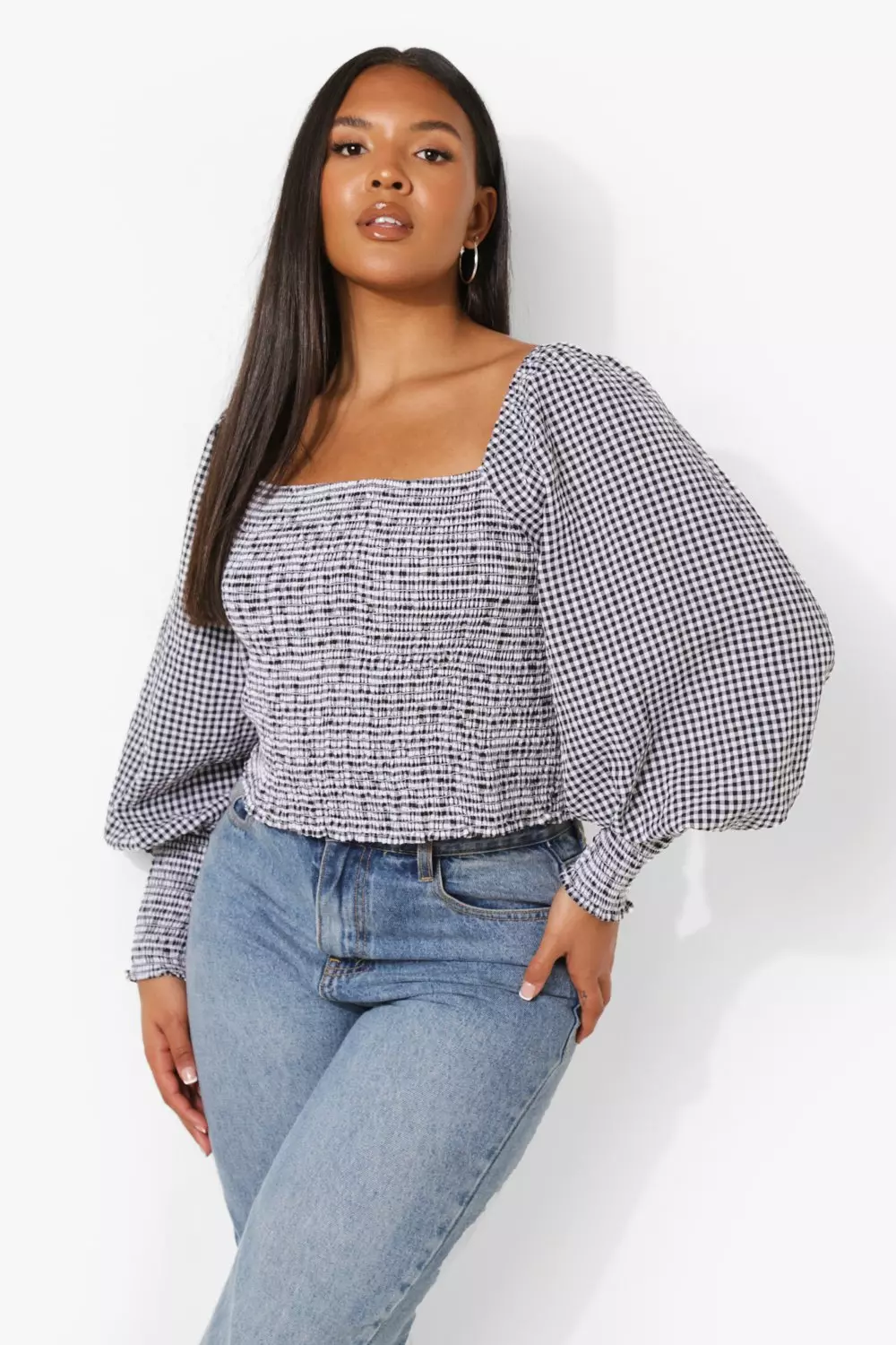 Puff sleeve shirred top new arrivals