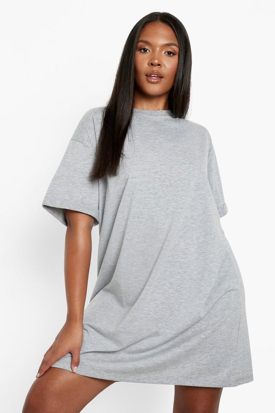 Vestito T-shirt Plus Size oversize, Grey marl image number 1