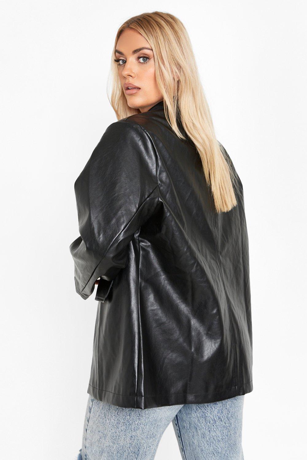 faux oversized leather jacket