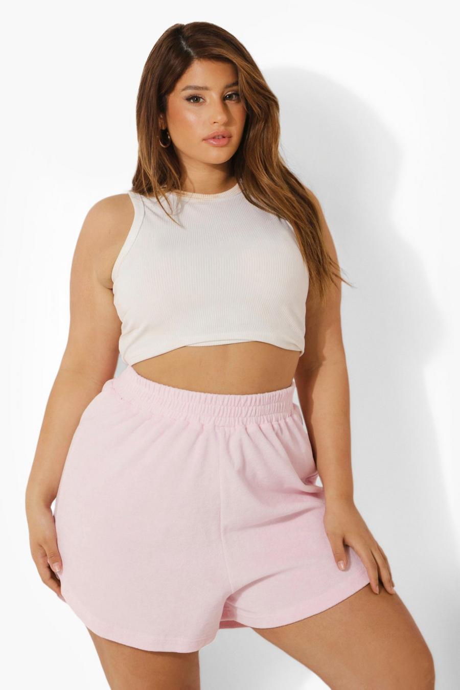Light pink Plus Towelling Runner Shorts image number 1
