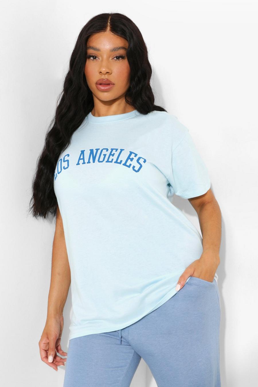 Baby blue Plus Los Angeles Slogan Oversized T-shirt image number 1