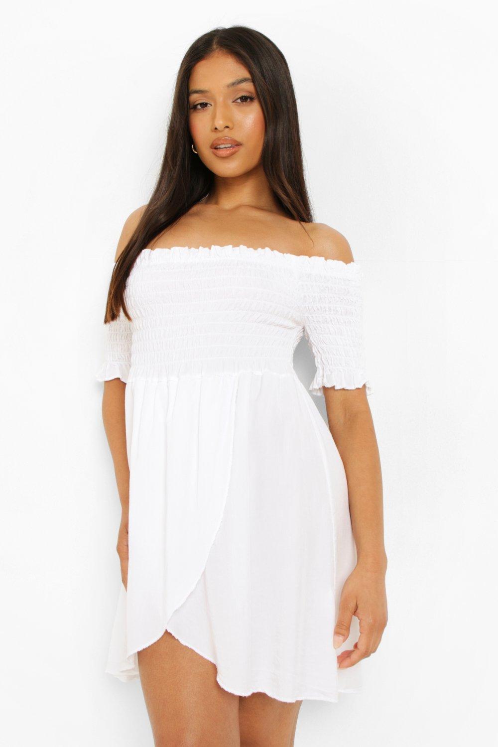 Boohoo white denim outlet dress