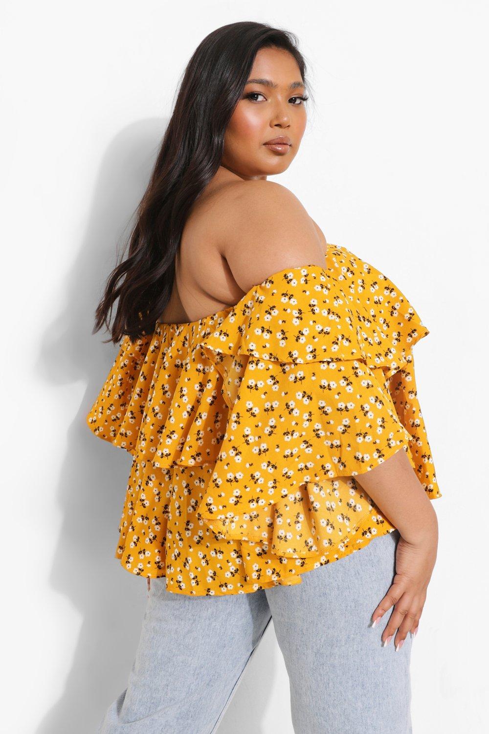 Yellow bardot top hotsell