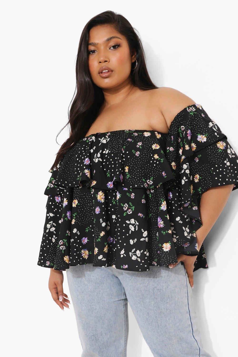 Plus size best sale black bardot top