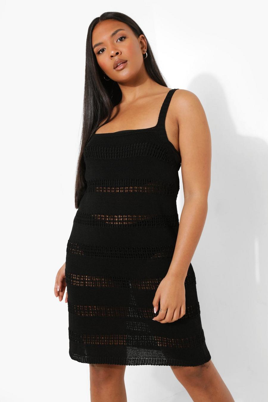 Black Plus Knitted Beach Strappy Dress image number 1