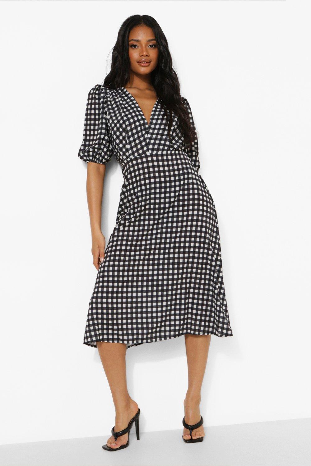 Petite Gingham Woven Midaxi Dress boohoo AU