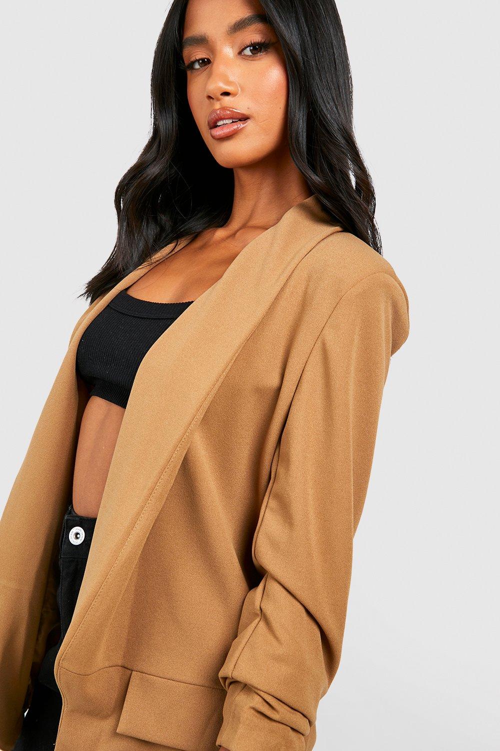 Petite ruched 2025 sleeve blazer