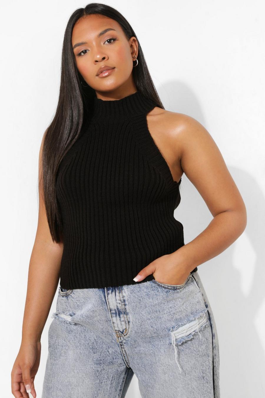 Black Plus Knitted High Neck Top image number 1
