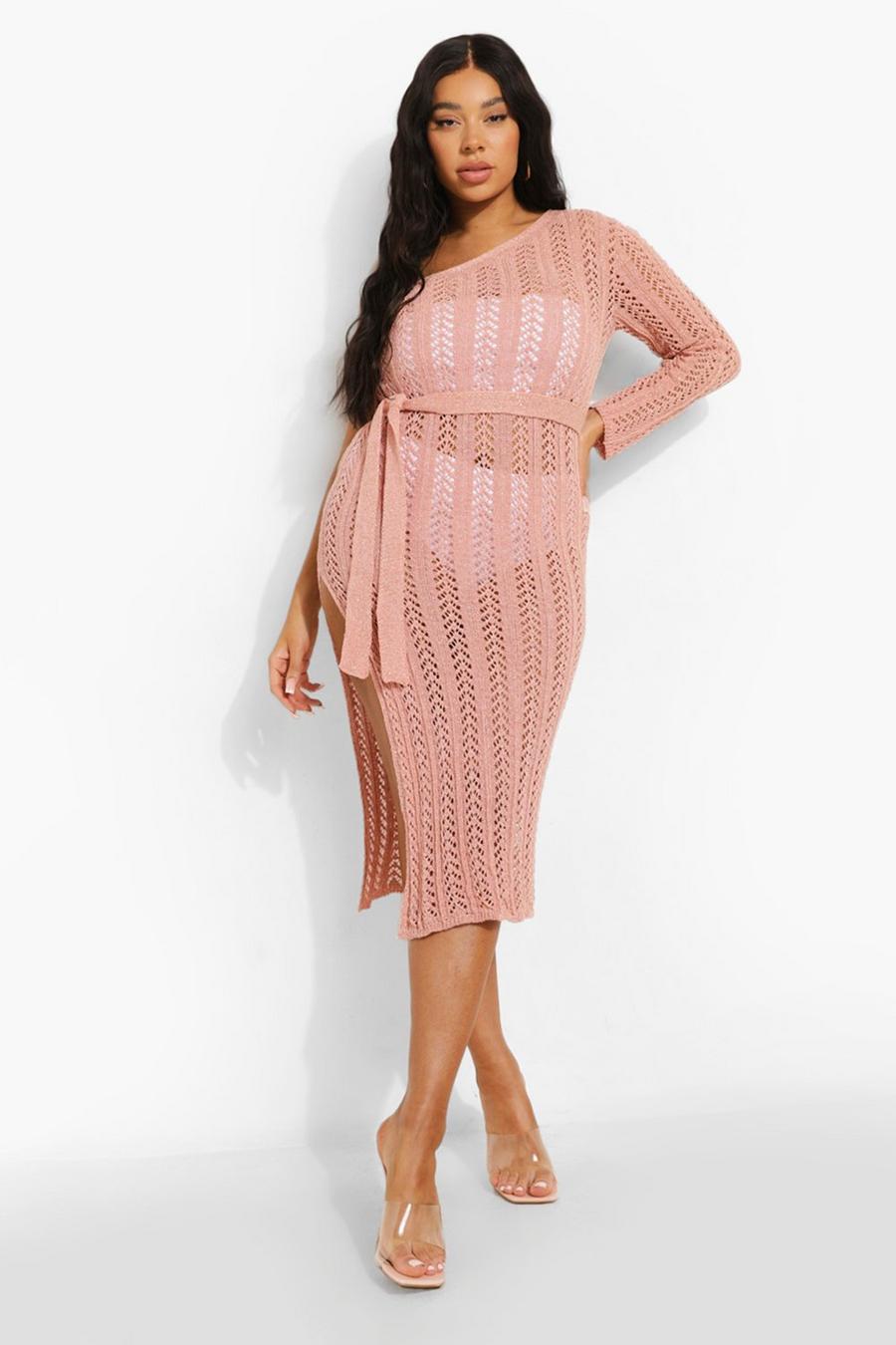 Pink Plus Shimmer Knitted Beach Shoulder Dress image number 1