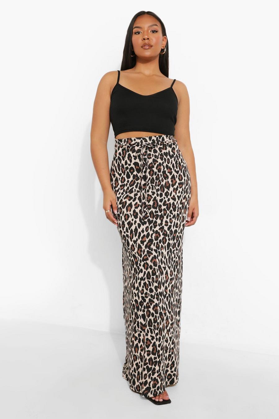 Plus Leopard Ditsy Leopard Tie Maxi Skirt image number 1