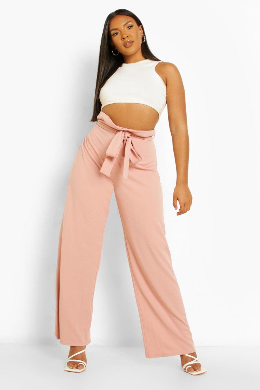 Smocked Paperbag Waist Wide Leg Pants