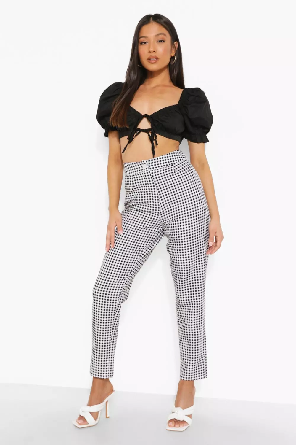 Petite gingham trousers store