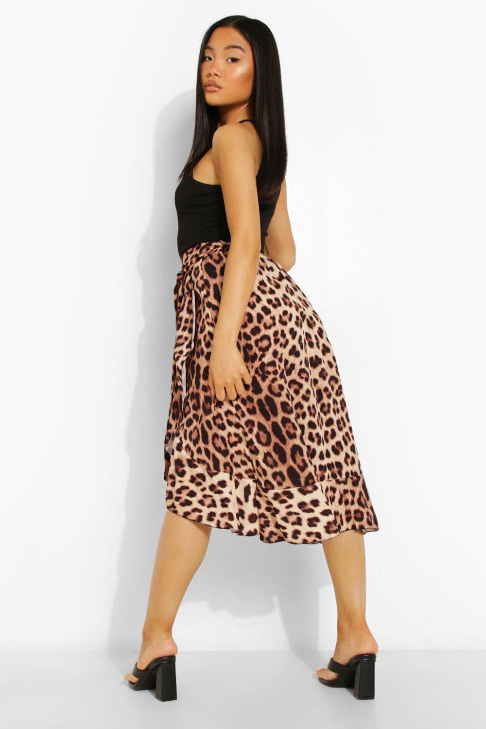 Leopard midi hotsell skirt boohoo