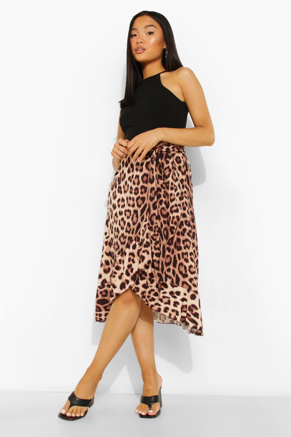 Leopard wrap shop skirt boohoo