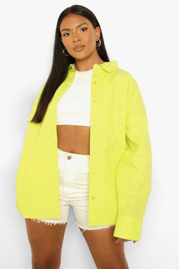 Lemon Yellow Plus Poplin Oversized Shirt