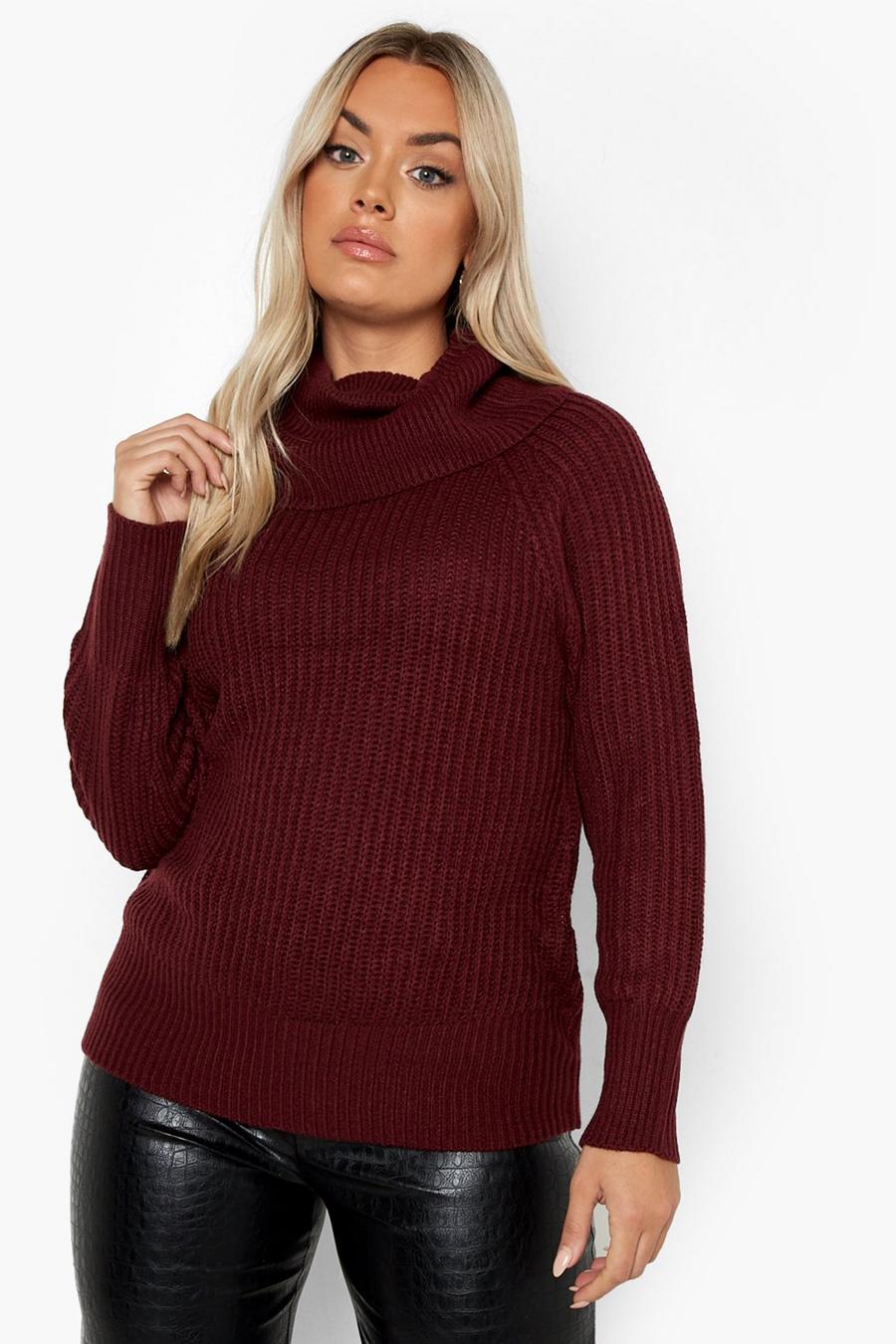 Wine Plus Knitted Roll Neck Jumper image number 1