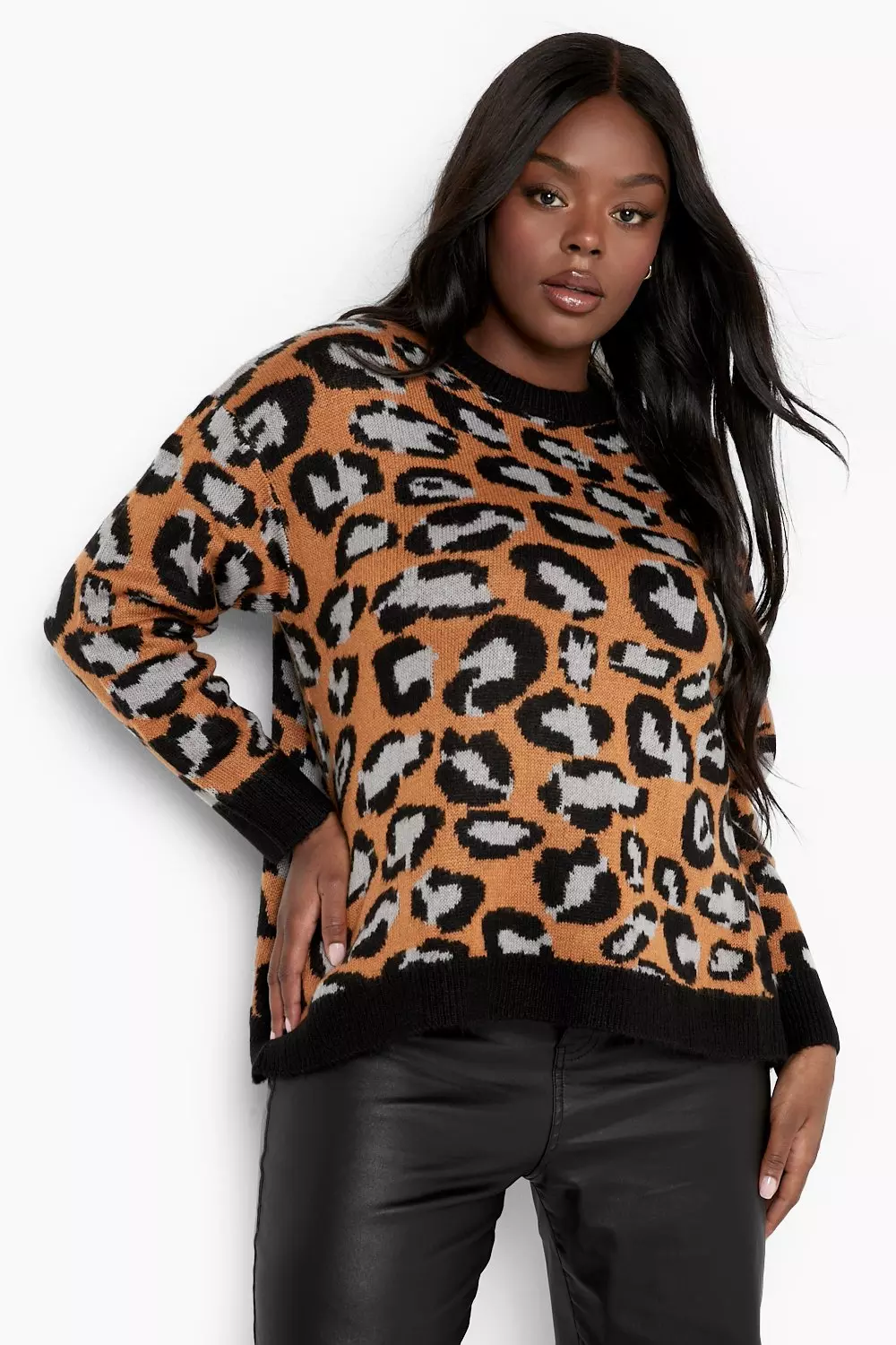 Plus size leopard deals print jumper