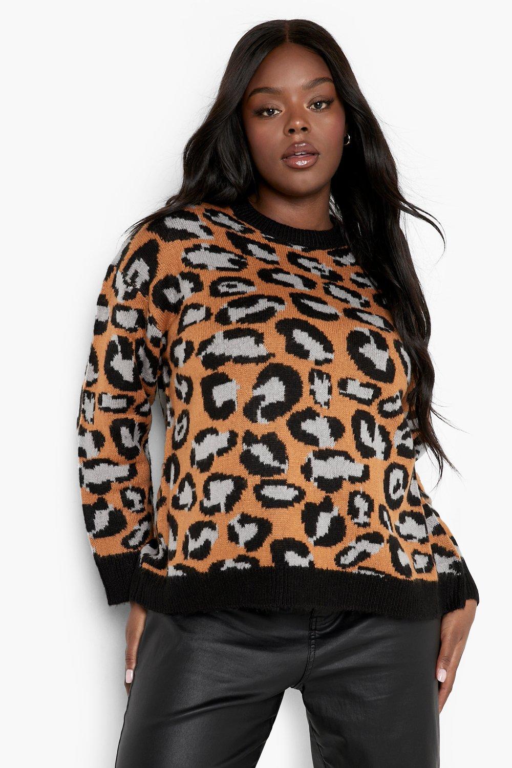 Plus size 2025 leopard print sweater