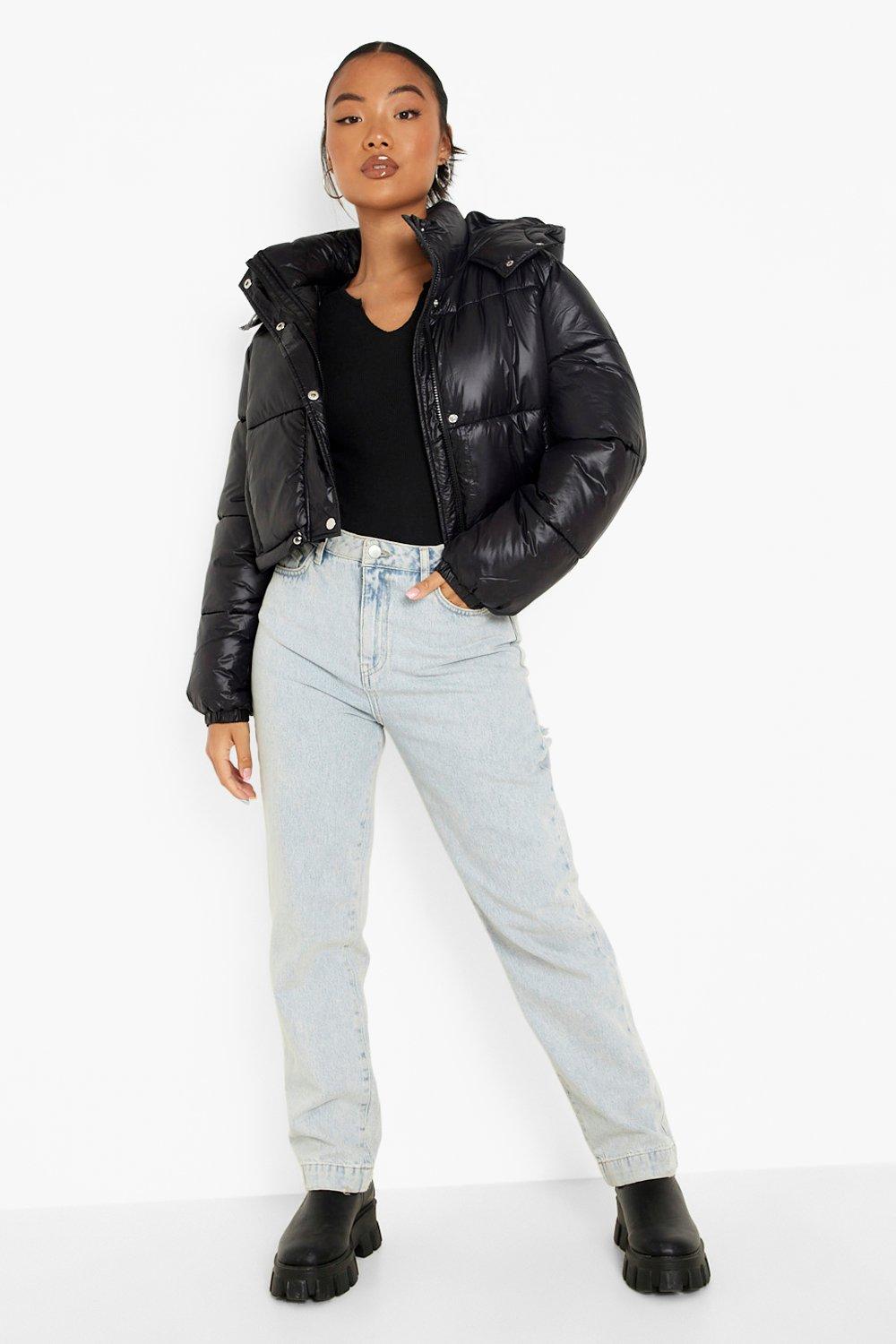 Petite hooded crop padded coat best sale