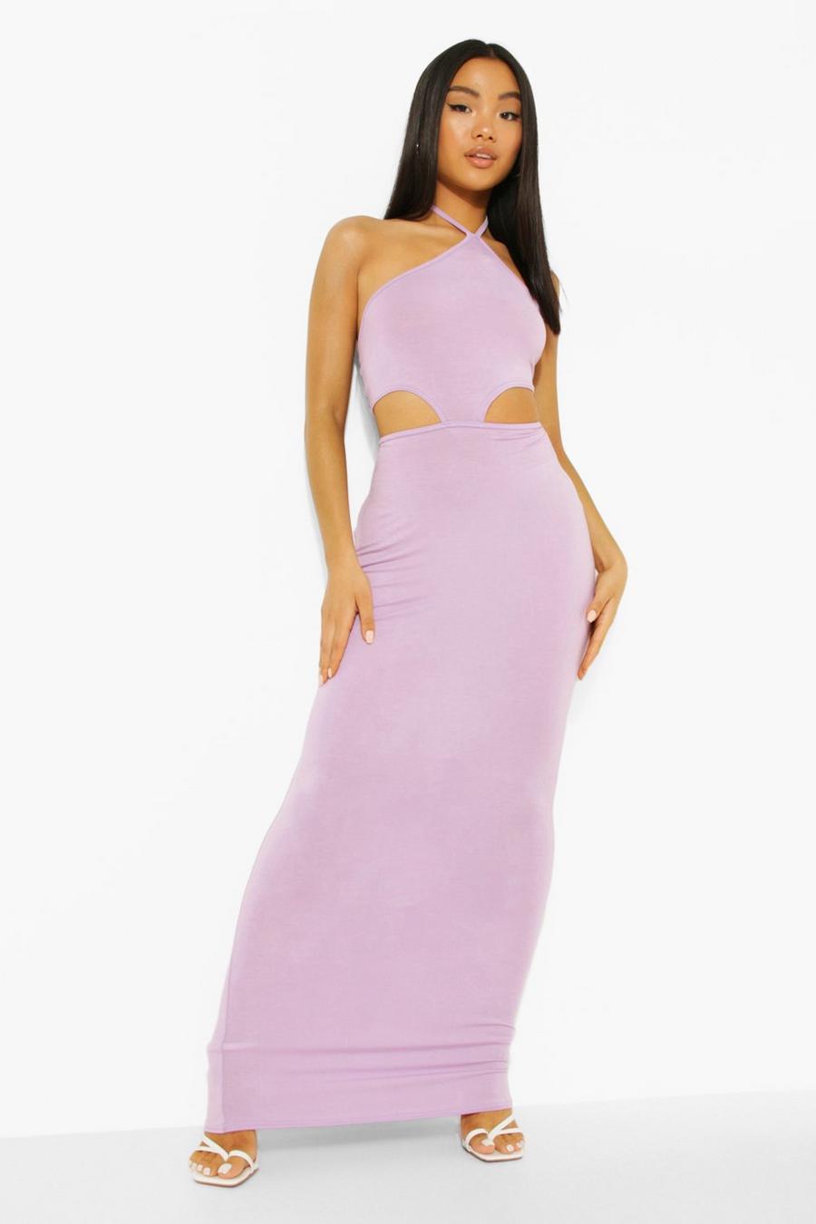 Lilac Petite Halter Cut Out Maxi Dress image number 1