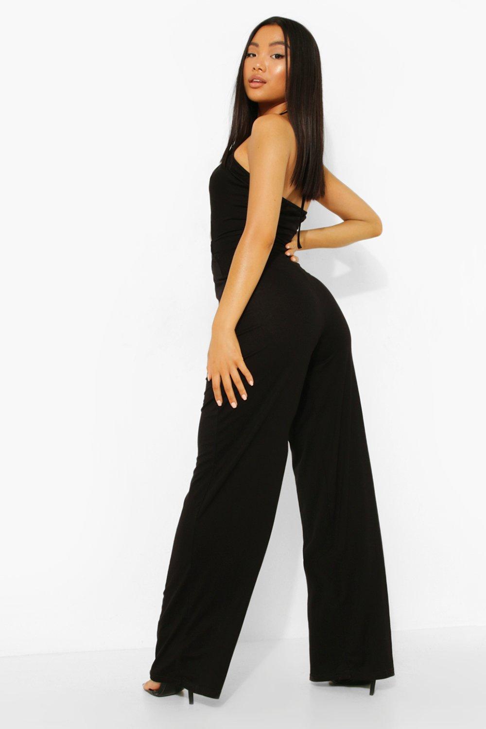 Petite Embellished Velvet Flare Jumpsuit