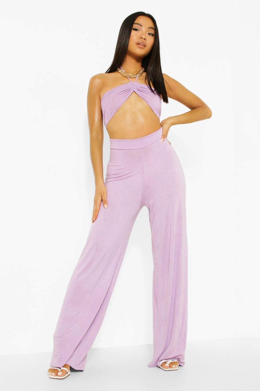 Petite Cut-Out Jumpsuit mit weitem Bein, Lilac image number 1