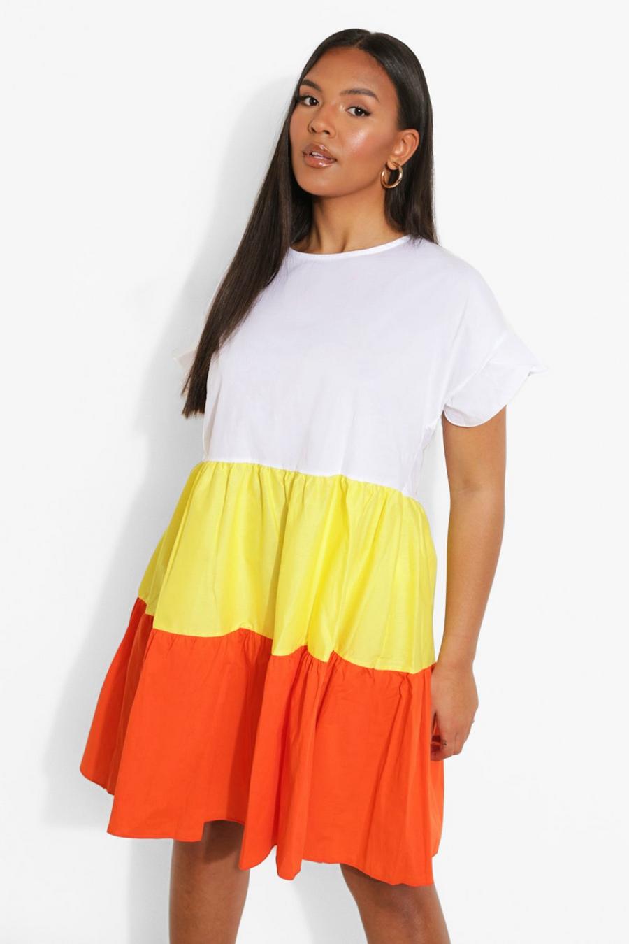 Yellow Plus Color Block Smock Dress image number 1