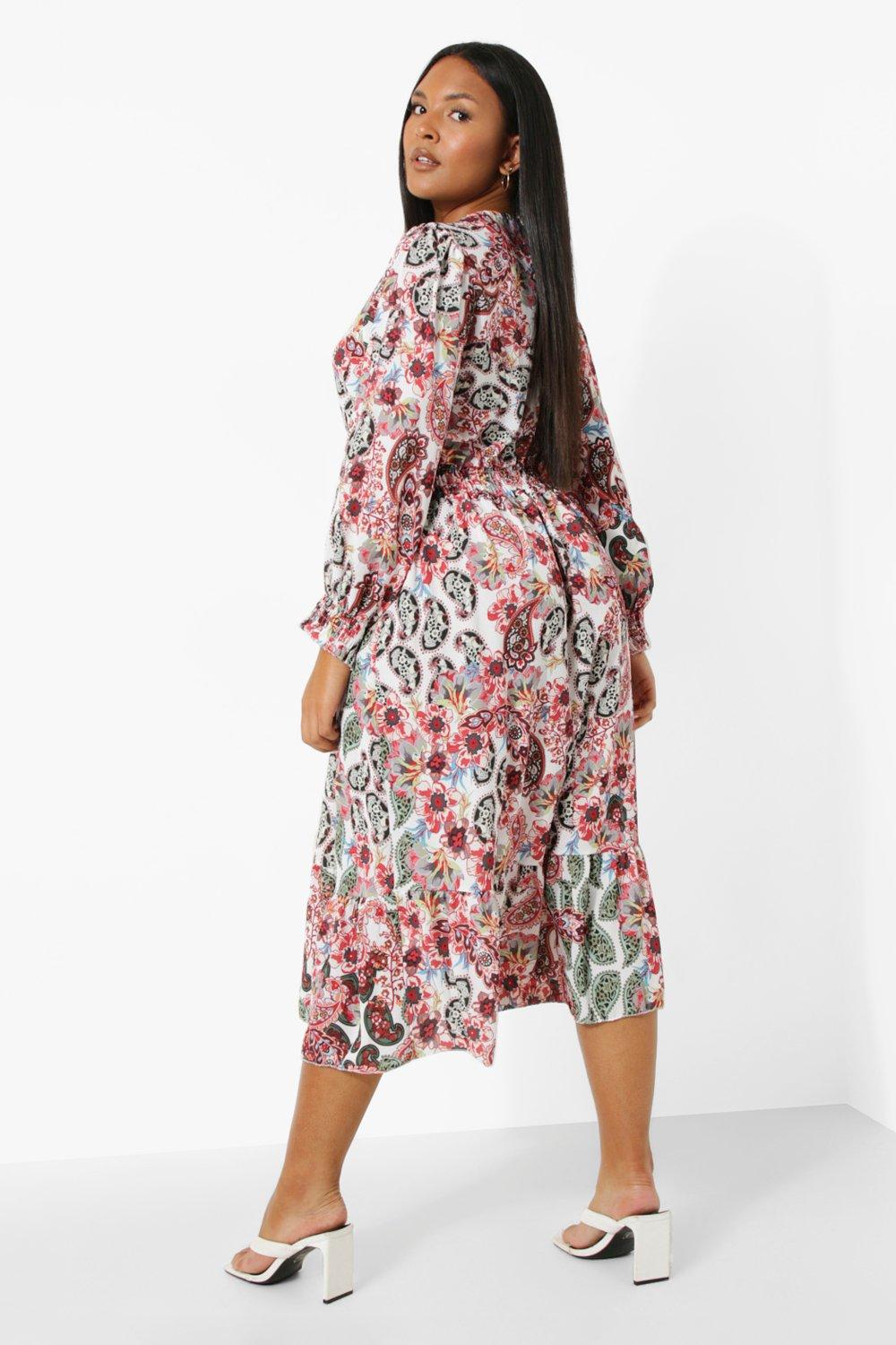 Boohoo paisley hotsell print midi dress