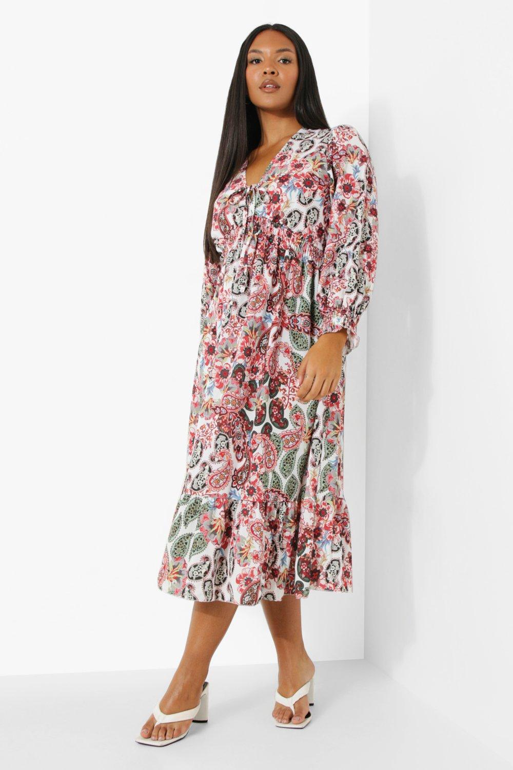 Boohoo paisley clearance print midi dress