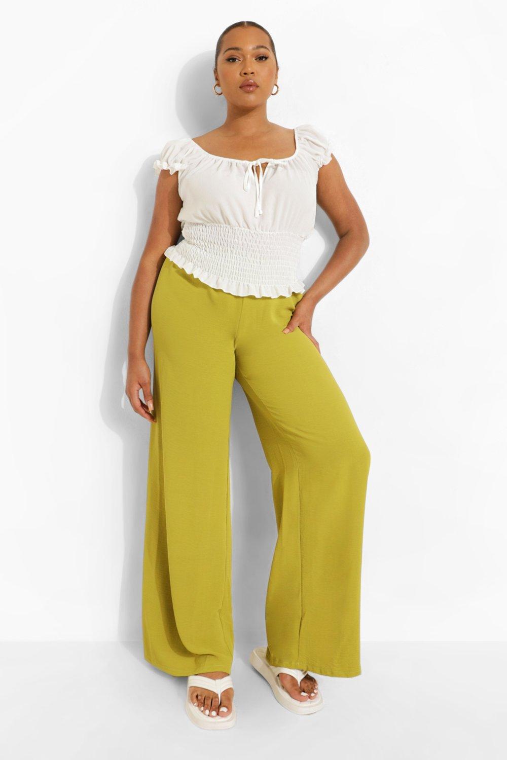 plus size yellow trousers