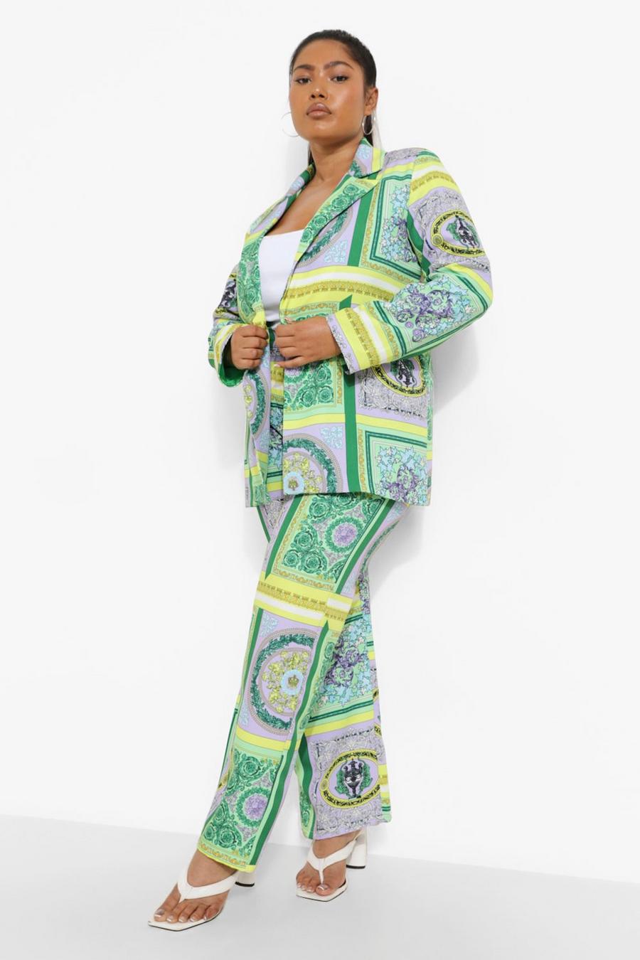 Green Plus Scarf Print Trousers image number 1
