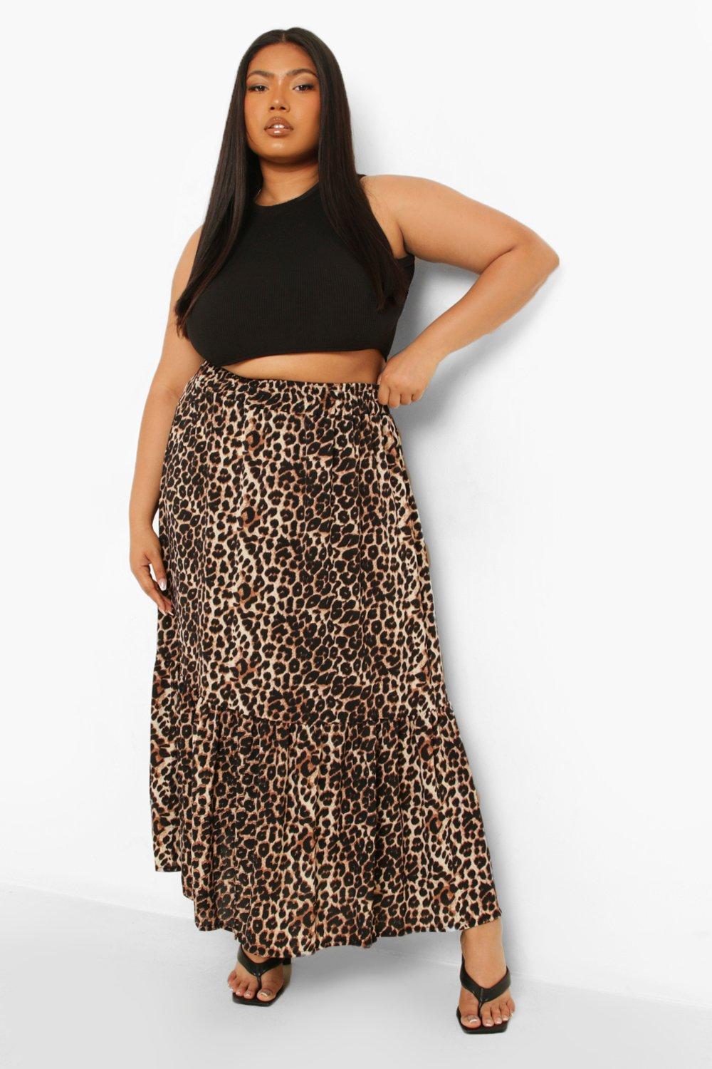 Leopard print shop skirts plus size