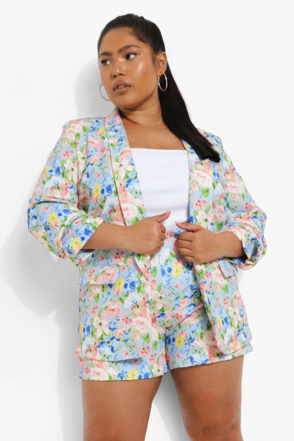 Plus size 2025 floral blazer