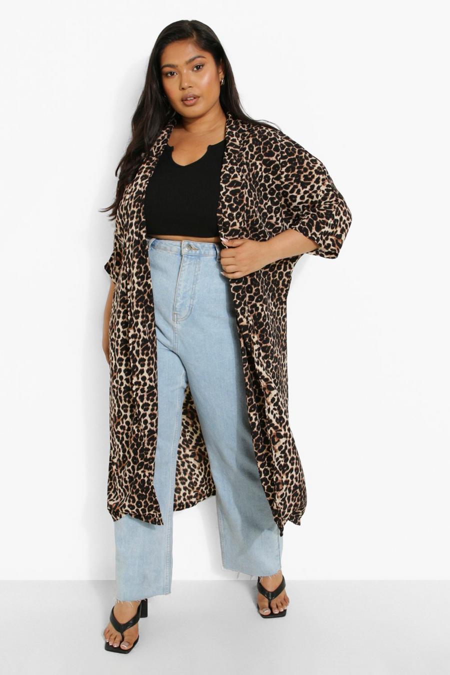 Kimono Plus Size leopardato, Leopard image number 1