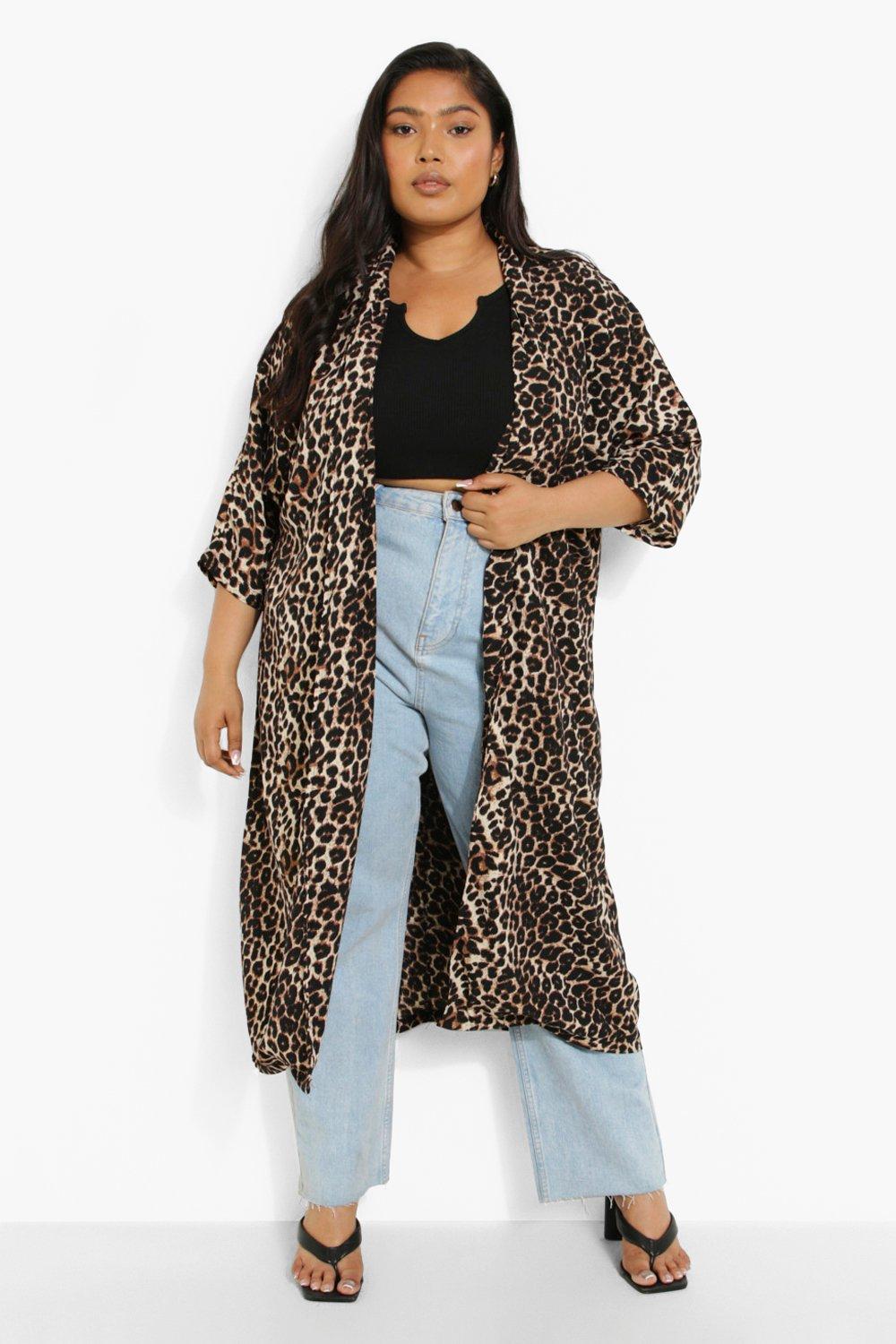 Plus Leopard Kimono