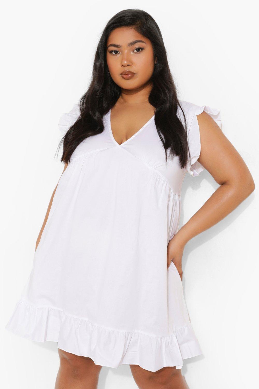 all white plus size dress